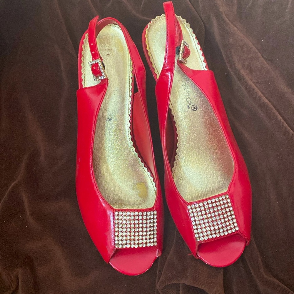 Annie Ref Sling Pumps W Embellishment Faux Zirconia Size 8.5M